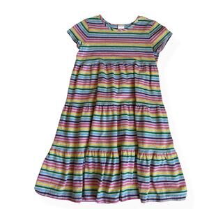 Hanna Andersson Grey Rainbow Stripe Power Twirl Dress 140cm US 10